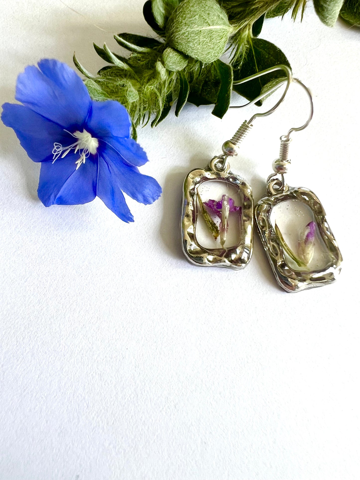 Spiky Purple Gorse dainty earrings