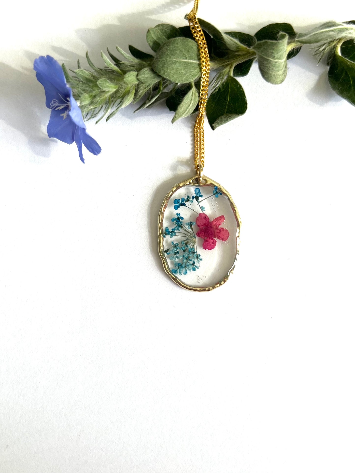 Blue Fynbos Blast and pink Resin Jewellery