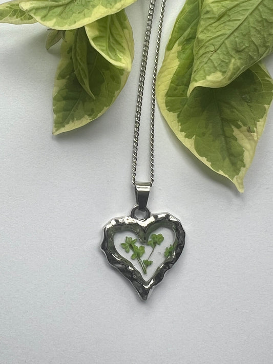 Fynbos in Dainty Silver Heart Shape Resin Jewellery