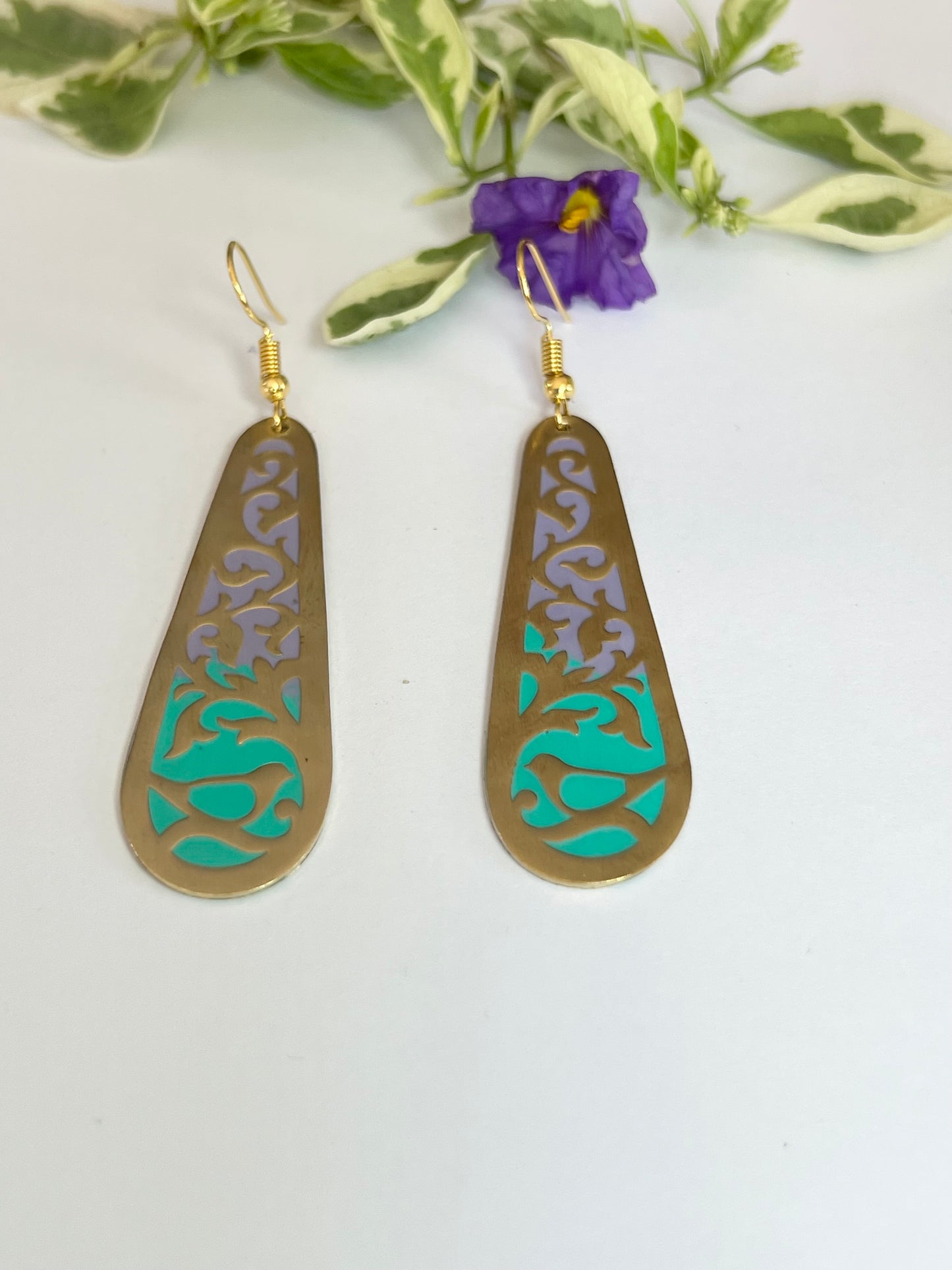 Turquoise Ottoman Long Drop Earrings