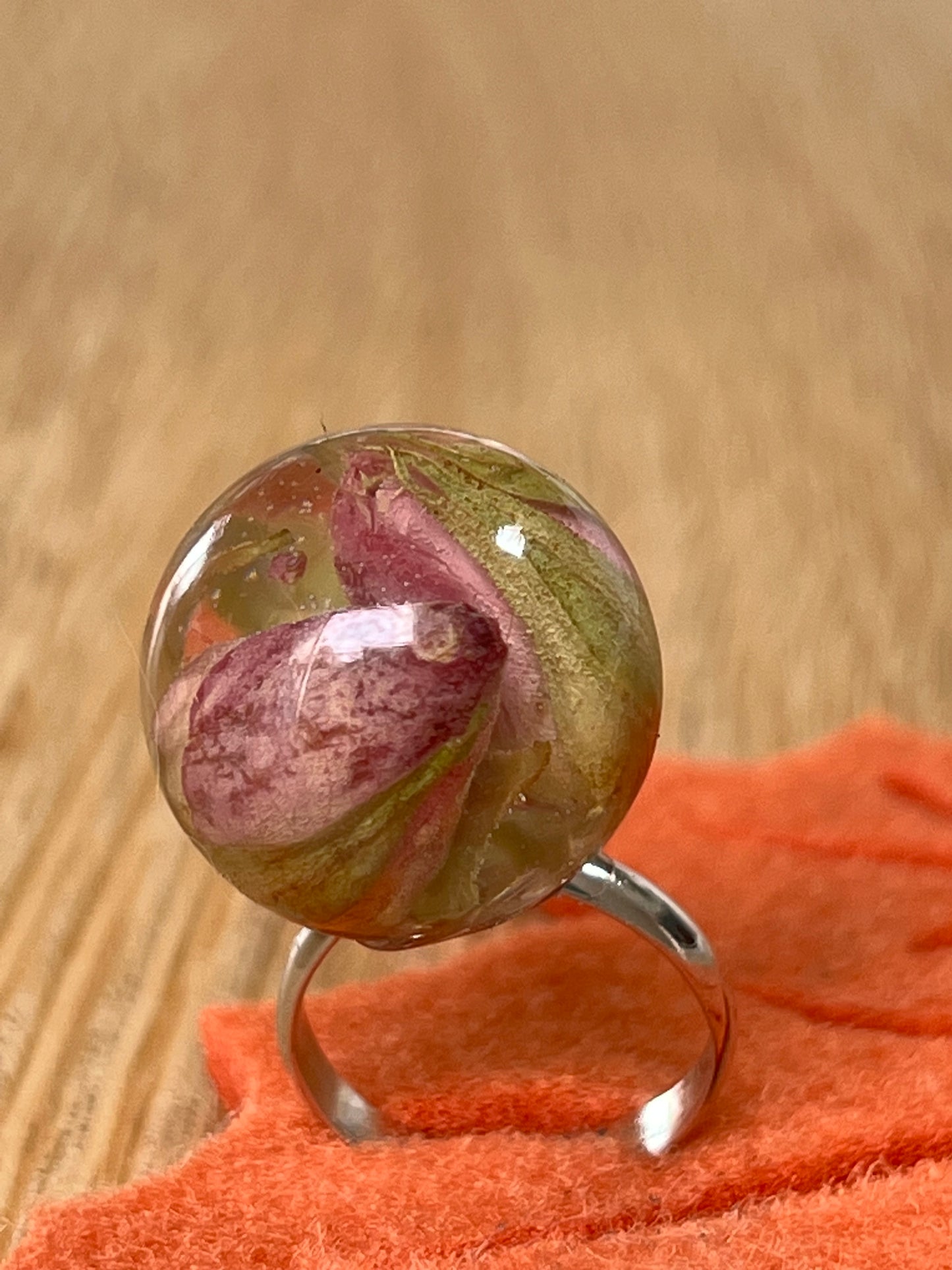 Tiny Rose Petals Resin Ring