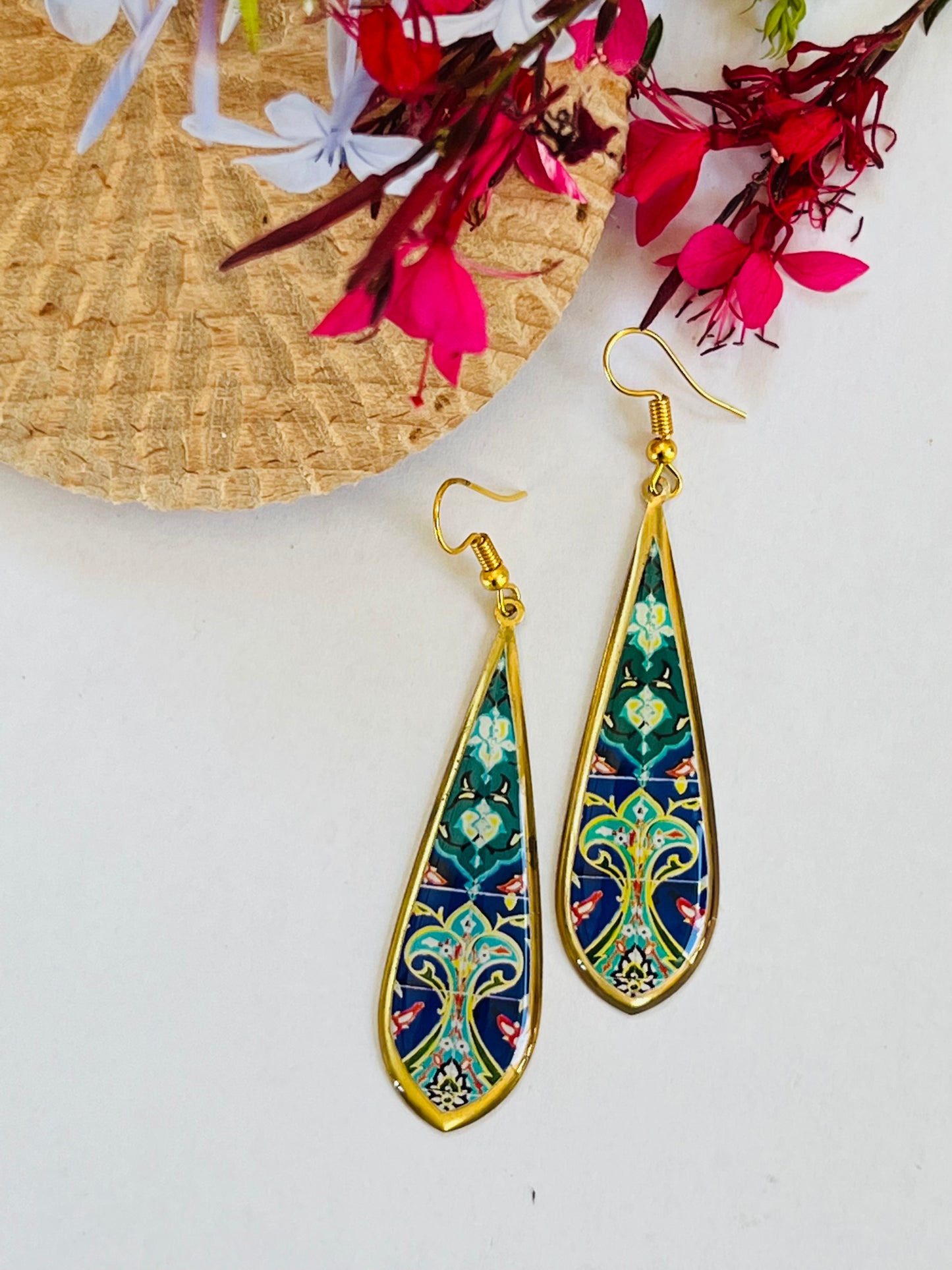 Floral Long Drop Earrings