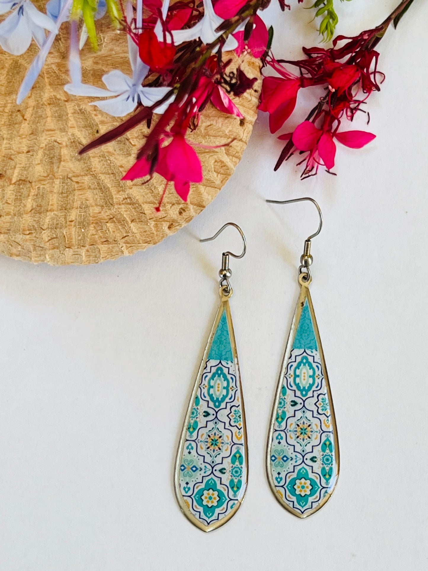 Floral Long Drop Earrings